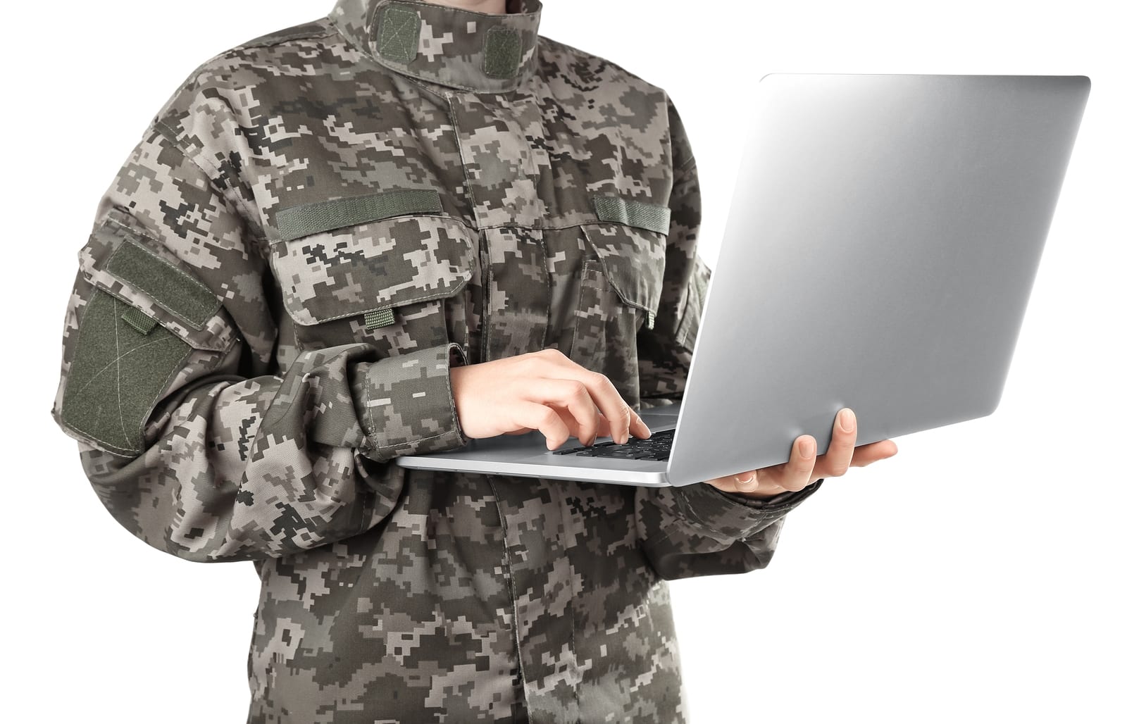 Soldier using encrypted communications